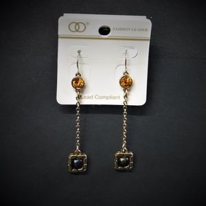 Orange & Purple Beads Dangling Earrings